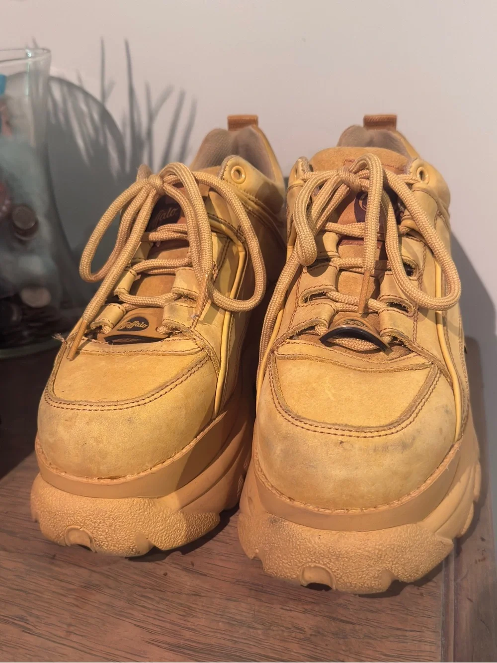 Buffalo London Chunky Platform Sneakers in Mustard Yellow